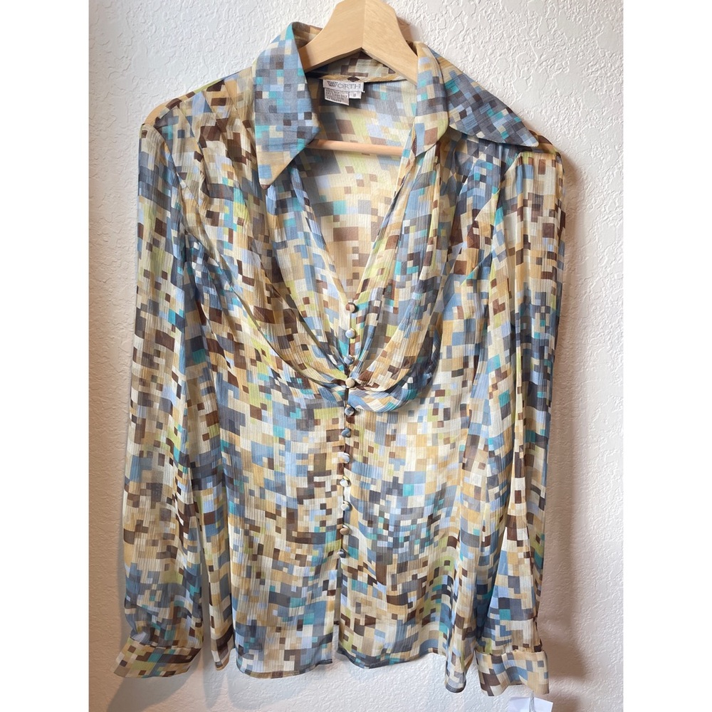 100% Silk Sheer Loose Fit Blouse Size 8